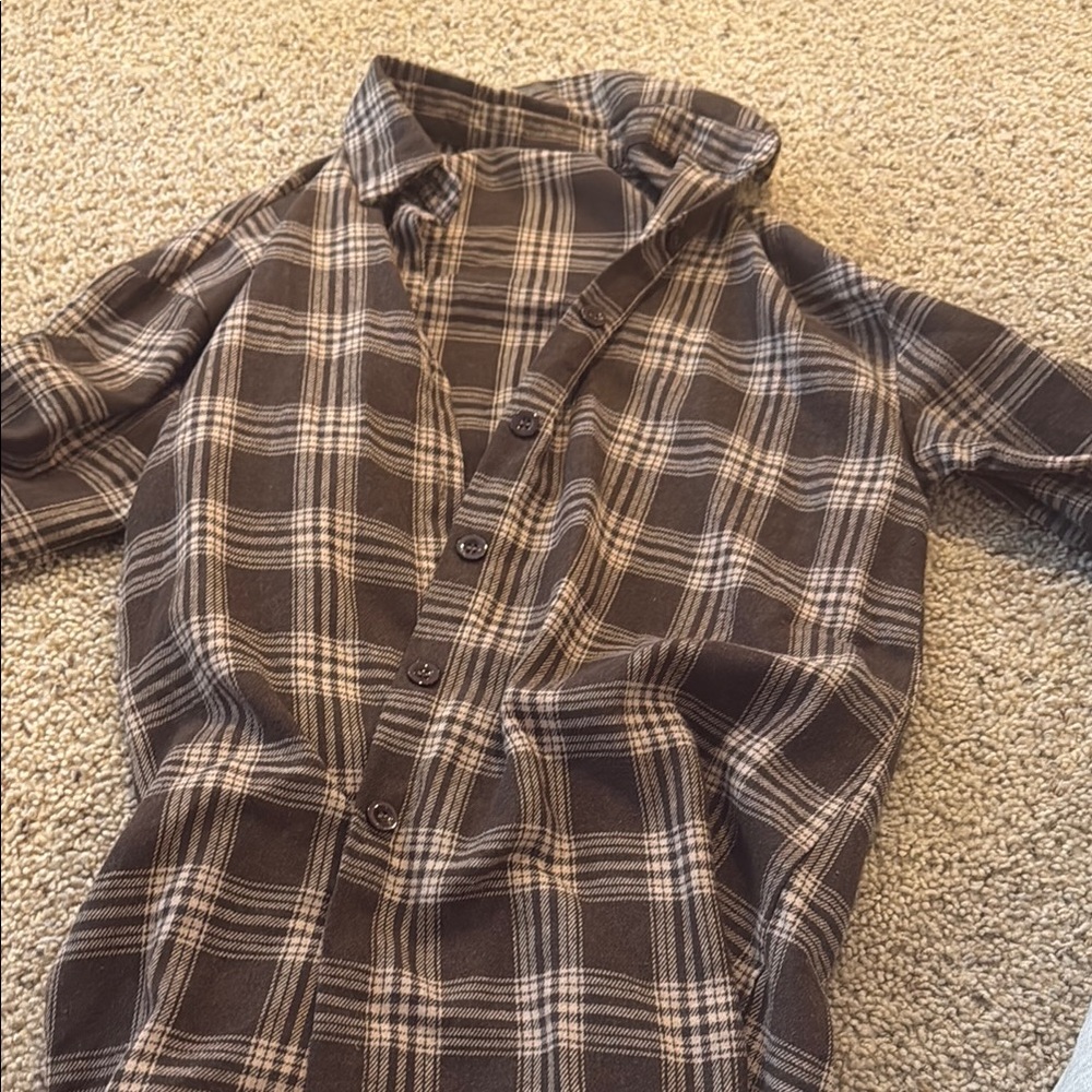 women’s  Brown Plaid Shirt
